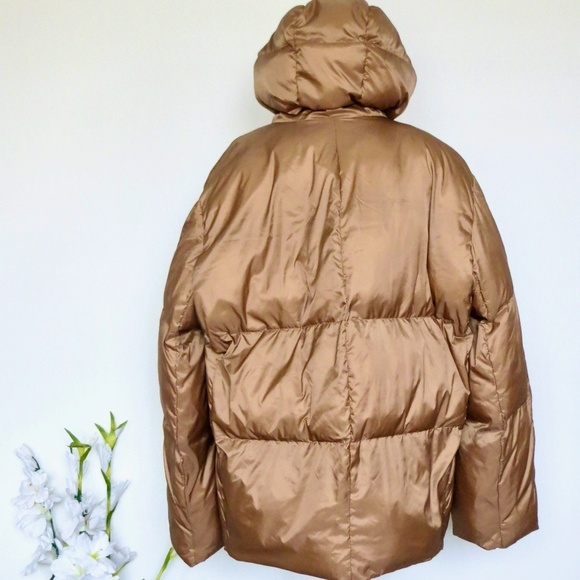 NEW! VINCE Hooded Puffer Jacket Mocha Women SZ Large - Picture 10 of 15